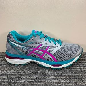 Asics Gel-Cumulus 18 Gray Blue Pink Athletic Sneaker Womens 8.5